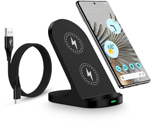 Chargeur Induction Samsung Chargeur sans Fil pour Samsung Galaxy S25 Ultra/S24 FE/S23/S22/S21, 15W Station de Charge Rapide Wireless Charger pour Google Pixel 10 Pro/10/9/9a/8/7, iPhone 17/16/15/14/13