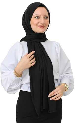 Prien Hijab for Women Viscose Scarf Lightweight Muslim Hijabs Long Shawl Islamic Scarves Turkey Silk Headscarf for Womens (Black)