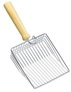 Lcvasvuz, Cat Litter Scoop, Stainless Steel, Metal Scoop, Efficient Filtration, Ergonomic Wooden Handle, Indoor Use, 25x114.99x4 cm, Primary Color