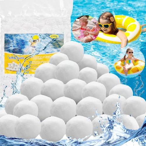 LOVICVKEM Bolas Filtrantes para Piscinas, 1300g Las Bolas Filtrantes Sustituyen 45kg de Arena en Sistemas de Filtración como Piscinas, Filtros de Arena y Acuarios