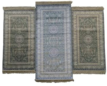 fashion home Pagano Tris Parure Tappeti scendiletto Camera da Letto Classico con Frange