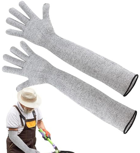 Schnittfeste Ärmel – schnittfeste Handschuhe, lange Ärmel, Unterarmschutz, Handgelenkschutz, Armschutz, Schutzhandschuh, schnittfeste Ärmel, lange Armschutz für Gartenarbeit, Küche, Haustier, grau,