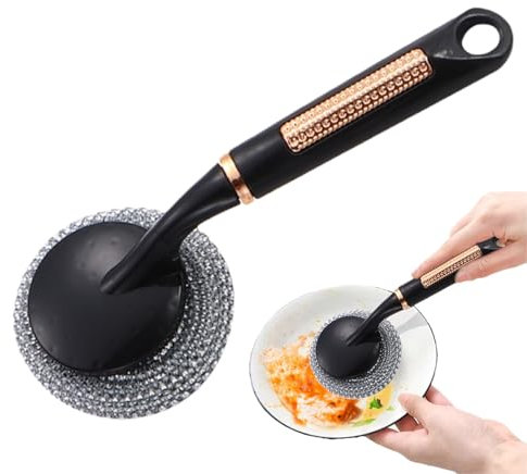 Cepillo rascador de alambre de acero inoxidable, cepillo para ollas de alambre de acero inoxidable, exfoliante para platos con cerdas de acero inoxidable, cepillo reutilizable para limpiar azulejos