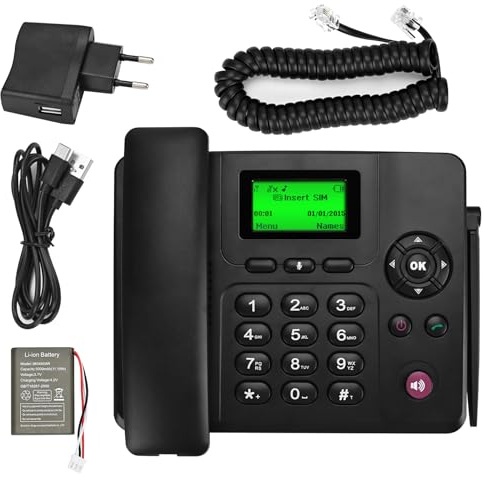 Téléphone Fixe sans Fil Lychee 2, 3, 4G – Double SIM, multilingue (y Compris l'allemand), Grand écran rétroéclairé, téléphone de Bureau pour Une Utilisation au Bureau/à l'hôtel/à la Maison