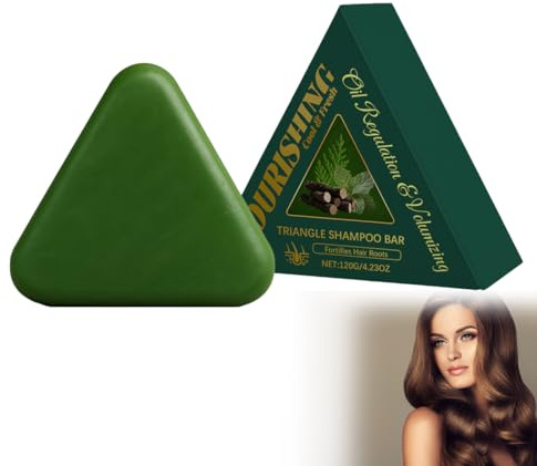 SUJEBKC Champú Sólido, Cuidado Capilar con Hierbas, Pastilla Triangular Verde para Cabello, Suaviza y Fortalece el Cabello de Hombres y Mujeres