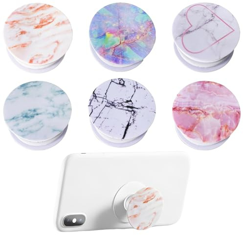 ZEBKEL 6 Piezas Anillo Móvil Mármol, Agarre Teléfono Plegable, Soporte Celular con Diseño Mármol Degradado, Accesorios para Mujer y Niña