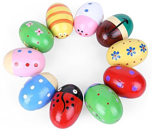 Syrisora Maracas in Legno, Agitatori per Uova, Strumento Musicale a Percussione Manuale a Forma di Animale per Bambini Piccoli, Giocattolo Educativo Musicale