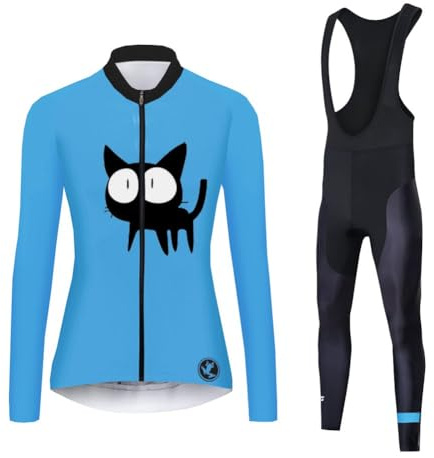 UGLY FROG Fahrradbekleidung Set Damen Verdickte Radtrikot Fahrradtrikot Langarm + Fahrradhose Lang mit Sitzpolster, Wärmehaltung/Fleece/Warm/Hochelastisch （Zwei Stücke XS-6XL