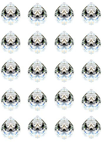 Adwikoso 20Pcs 30mm Kristallkugel-Prisma-Anhänger, Glas-Kronleuchter, hängender Anhänger, Feng Shui, Sonnenfänger, Hochzeit, Zuhause, Fensterdekoration