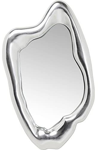 Kare Design Wandspiegel Hologram Silber - Asymmetrischer Spiegel Mit Silbernem Rahmen, Leichte Wandmontage, Dekospiegel (H/B/T) 117x68x9cm