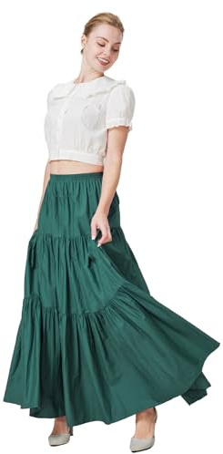 BEAUTELICATE Gonna Lunga in Cotone Medievale Sottoveste Gonna Plissettata Vita Elastica Vittoriana Costume Boemia Gonne Gypsy