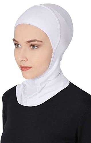 DAMILY Kopftuch Damen Hijab Jersey Khimar Niqab Kopftücher Stretch Modal Sport Hijab Full Neck Abdeckung Untertuch für Frauen Muslimische Weiß