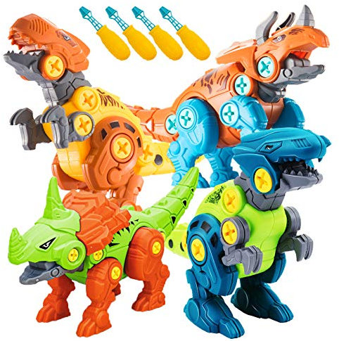 STAY GENT Take Apart Dinosaur Toys for Kids, 4 Packs Construction Toys Dinosaur Building with Screwdrivers, Dino Educational STEM Learning Gift for Boys Girls Aged 3 4 5 6 7