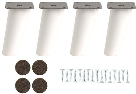 MOBILIARIOCLICHI Möbelben i bok. Koniska ben med lutning och monteringsplatta förinstallerade 8 cm hög naturlig färg (10 cm vit)