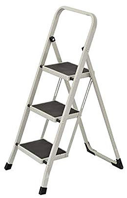 Escabeau en Acier De 3 Marches Tabouret Marche Pied Pliant L46 x l71 x H104 cm Echelle avec Pieds Anti Dérapant Max 150Kg (3 marches)