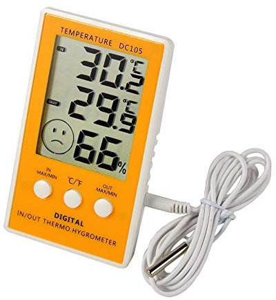 Thermomètre hygrométrique numérique Thermomètre hygrométrique LCD d'extérieur d'intérieur avec câble de sonde grand écran pour la maison, le bureau, la chambre de bébé