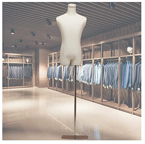 LXLIGHTS Cuerpo De Maniquí Torso Masculino, Media Escala Modistas Modelo Ficticio Forma Vestido Con Planchar Base Cuadrada, Ajustable Cuerpo Maniquíes para La Exhibición Del Vestido Traje Ventana Tien