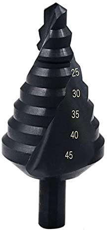 SYDARSYN Spiral Gerillt Stufenbohrer Schnellarbeitsstahl Nitridbeschichtung 12mm Schaft Kegelbohrer 10-45mm 8 Stufen Konusbohrer Schälbohrer für Metall, Holz, Kunststoffe