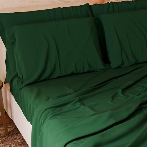 PETTI Artigiani Italiani - Set Lenzuola Matrimoniali 4 Pezzi, Morbide e Traspiranti, Completo Letto con Lenzuolo Sopra, Lenzuolo Sotto con Angoli Elasticizzati e 2 Federe Lenzuola Verde