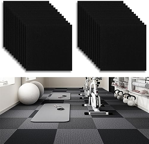 PVC Bodenbelag, Vinylboden Selbstklebend, Selbstklebende Fliesen, Fliesen Bad Boden, Fliesenoptik Vinylboden Bodenfliesen, 30 * 30cm,4mm (Schwarz 24pcs)