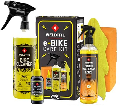 WELDTITE e-Bike Care Kit, Cleaner, e-Lube, Degreaser, Sponge & Cloth