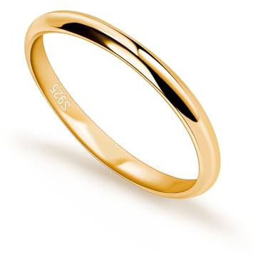 Dankadi - Anillo de alianza de plata (925, 3,5 mm, chapado en oro, talla 44 a 70 mm, para pareja de novios, anillo simple y liso para mujer, hombre, regalo de amor, boda, amiga, 12, Metal
