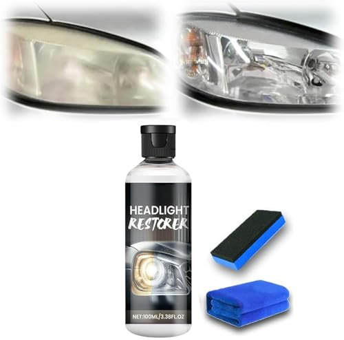 Upgrade Automotive Headlight Lens Restorer, Car Headlight Repair Fluid, Headlight Repair Polish Kit, for Removes Yellowing and Cloudiness, Restores Clarity and Brightness (1pcs)