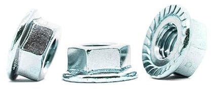 M6 (6mm) Hexagon Nut With Serrated Flange Steel Locking Nuts cl.8 Zinc Plated DIN 6923 (Pack of 20) X05D/1