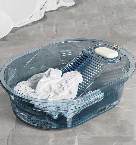 Portable Washboard Basin & All-in-One Laundry Basin Set - Heavy-Duty Wash Board for Hand Washing Clothes | Built-in Scrub Surface, washboard hand washing clothes for Camping, RV, Emergency Use