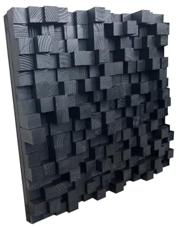 Lukelli 3D Wall Art, Sound diffusing panel, Studio Sound diffuser, Modern Wall decor, Cube Wall decor, Black wall decor, Wood art, Acoustic panel, 24in x 24in.