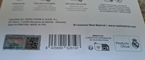 Interbaby - Cubiertos de Aprendizaje Antiahogo Infantil de Silicona Real Madrid Rosa|Apto para Microondas |Apto para Lavavajillas|Libre de BPA