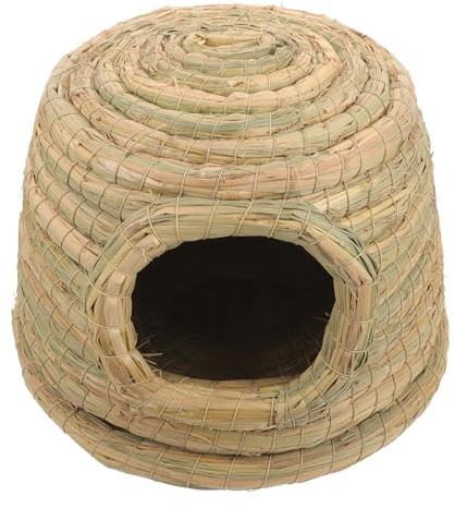 NESTINGHO Casa de Tejida para Conejos y Hámsteres Nido Pequeño Tipo Castillo Material 100% Césped Refugio Cómodo para Mascotas Pequeñas Adecuado para Descanso y Masticar