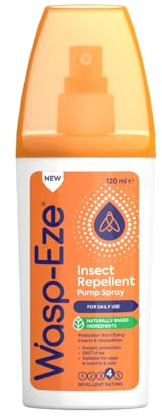 Wasp-Eze DEET Free Insect Repellent Pump Spray, 120ml | Mosquito Repellent, Naturally based ingredients, DEET Free, for Travel & Outdoors, for Babies 6m+, Children & Adults