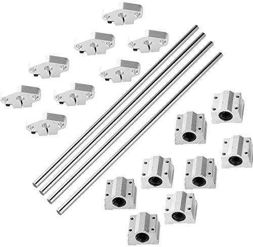 S SIENOC 500mm Linearwelle Ø8mm Linearführung Horizontale Präzisionswelle Linearlager+H-Halterung+Kugellager (Typ-6, 4Set, 500mm)