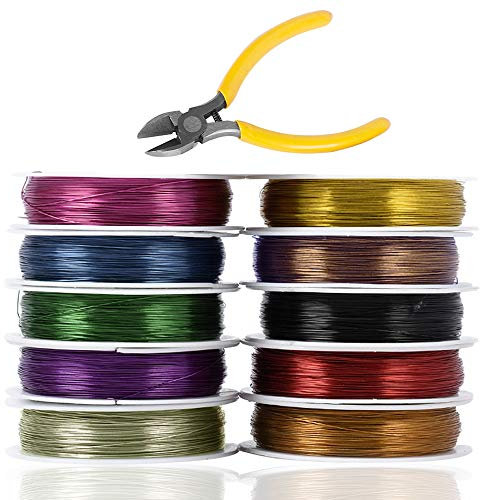 10er Pack Schmuck Perlendraht mit Schneidezange, SourceTon Craft Wire Schmuck Perlendraht Anlaufbeständiger Kupferdraht für die Schmuckherstellung (26 Gauge)