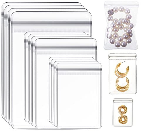 60 Pcs Borsa per Gioielli,Borsa Trasparente per Gioielli,Il Materiale in PVC può Proteggere i Gioielli dallo Scolorimento,3 Modelli,Riutilizzabili,Utilizzabili per Bracciali Collane Anelli Orecchini