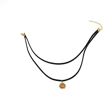 Skcess Kette Silber Modeschmuck, Vintage Kette Gold Vergoldet Sonnenhalsband Aus Samt Geburtstagsgeschenk Frauen Halskette