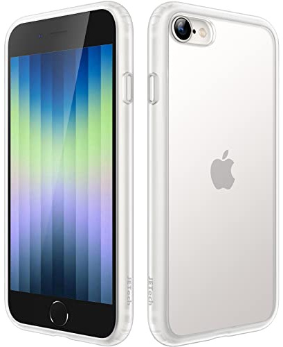 JETech Cover Opaca per iPhone SE 3/2 (2022/2020), iPhone 8/7, 4,7 Pollici, Protezione Anticaduta Antiurto di Grado Militare, Custodia Posteriore Glassata Traslucida, Anti-Impronte (Traslucida)