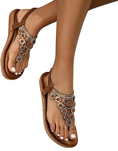 Sandaler, dam, sandaletter, dam, platta skor, tåseparator, sommar, bohemiska strandsandaler, clip-tå, Slingback, sandaler, bekväma, mjuka, flip-flops, öppen tå, fästremmar, fritidsskor