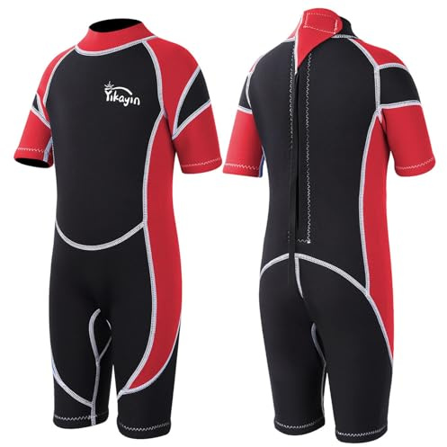 Yikayin Muta corta in neoprene per bambini, 2,5 mm, per ragazzi e ragazze, termicamente UV, chiusura lampo per corsi di nuoto, immersioni, surf, snorkeling