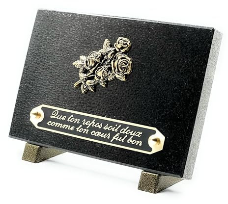 Plaque Funéraire | Plaque+funéraire |Pierre tombale | Plaque Commémorative | Plaque funéraire granit | Ornement funéraire | Plaque mortuaire | Plaque Funéraire Personnalisable (NOIR)