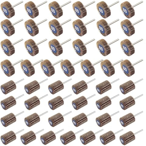 Mixiflor 50 Pcs Flap Wheel Sander Set, 1/8 Shank 80 Grit Flap Wheels for Rotary Tool