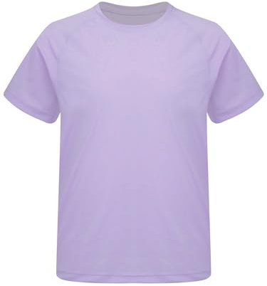 Fldy Kinder Mädchen Sport Tshirt Kurzarm Schnelltrocknendes Laufen Workout Yoga Top Atmungsaktiv Regular Fit Hellviolett_A 134-140