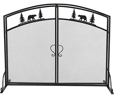 Schermi decorativi Griglia per caminetto Parascintille in ferro battuto Doppia porta Parascintille Soggiorno Accessori decorativi per camini Parascintille Parascintille moderno Parascintille per cam