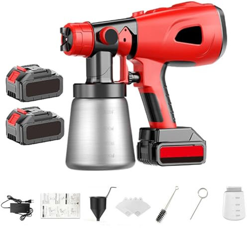 NYANS Electric Paint Sprayer, Portable Paint Spray Gun, 360° Rotatable Nozzle, All-Copper Nozzle, 3 Spray Patterns, for House Painting, Wall, Fence, Furniture, Cabinets, Garden Chairs,2*battery