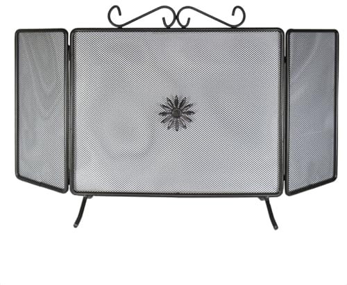 Parascintille con ante alto 50cm e largo 40cm in ferro battuto - Protezione da scintille per camini e stufe a legna