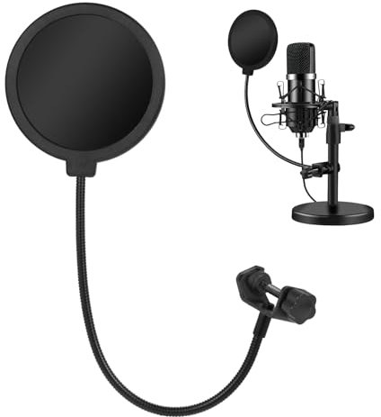 2 stück popschutz mikrofon, mikrofon popschutz, pop filter mikrofo, Professioneller Pop-Filter mit 360° flexibler Ganshals, Geeignet für Blue Yeti, Snowball, Quadcast und andere Mikrofone