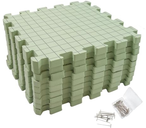 Blockeringsmattor för virkning – stickbräda av skum med galler och T-stift-set | tjocka och lätta låsdynor för sömnad, virkning, stickprojekt, tillbehör d