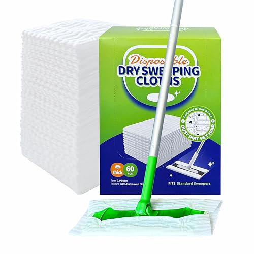 JINYUDOME Flash Dust Magnet, Dry Mop Refills Disposable Dusting Cloths ,Floor Cloth Refills Disposable Refills,60 Count Dust Mops