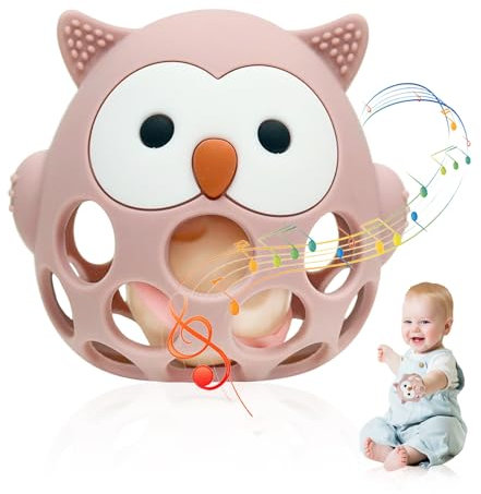 Bukuhlio Baby Beißspielzeug Set – Montessori Zahnungshilfe & Greifball, BPA-Free Silikon Spielwaren für Kleinkinder 3-18 Monate (at-2)